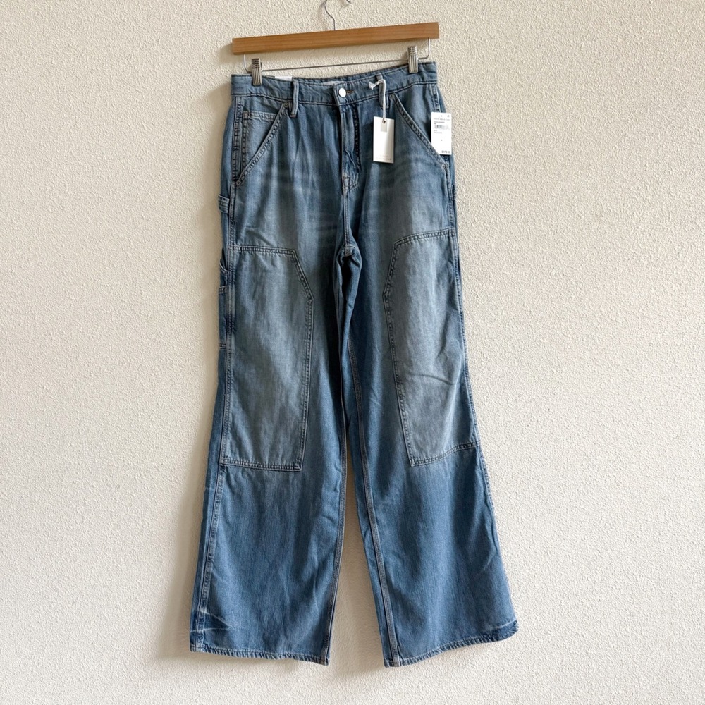 Good American Good Ease Relaxed Jeans Women 27 Indigo New Carpenter Wide Leg